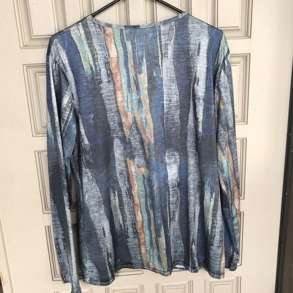 Cour de Vague Top SzL 1/2 Zip Front Unisex Blue Long Sleeve Lt Weight Pre-Owned - Picture 2 of 8